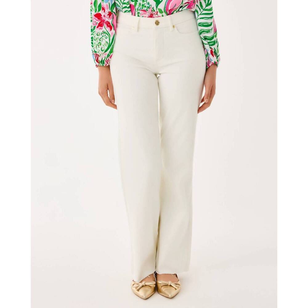 NEW LILLY PULITZER aniston high rise straight leg jeans in coconut